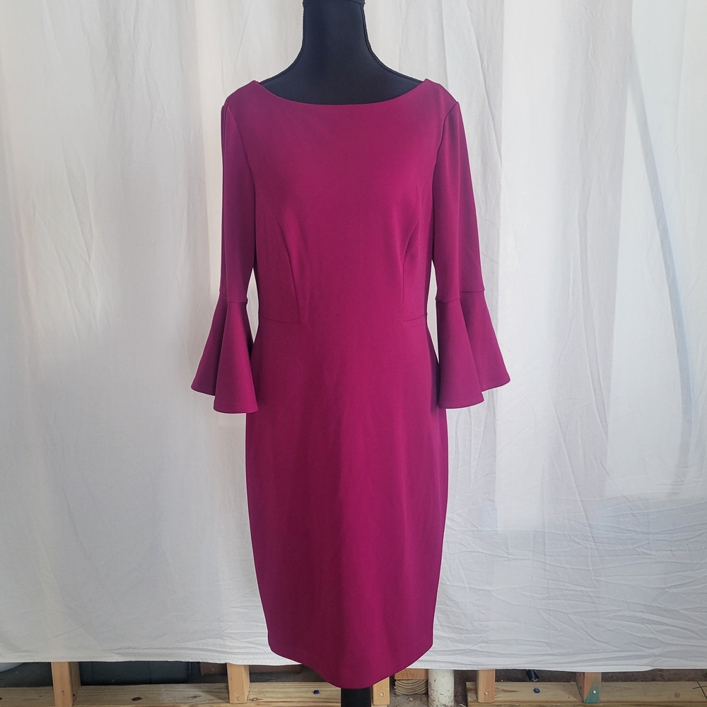 Chic Fuchsia Flare Sleeve Dress